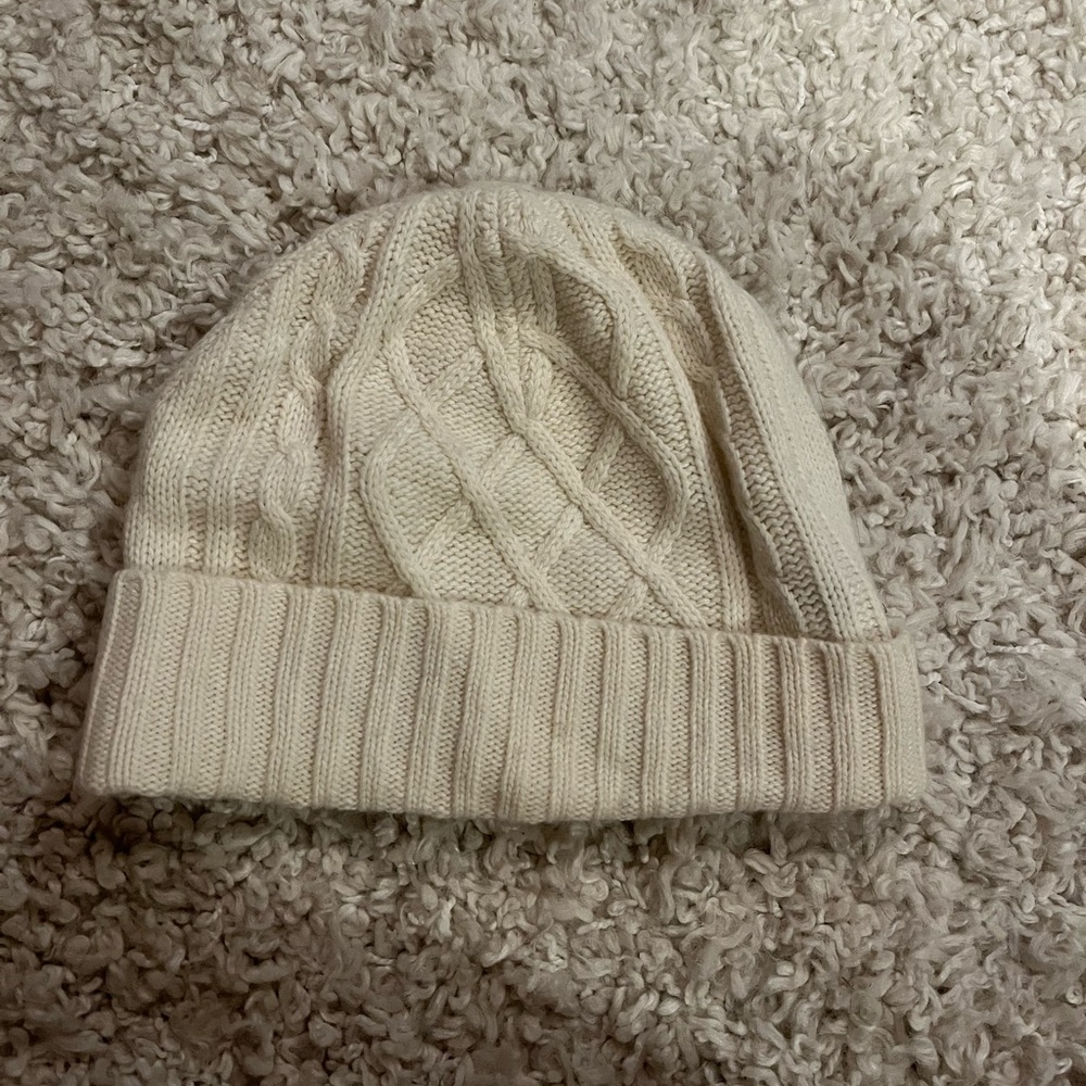 J Crew Cream Cable Knit Hat